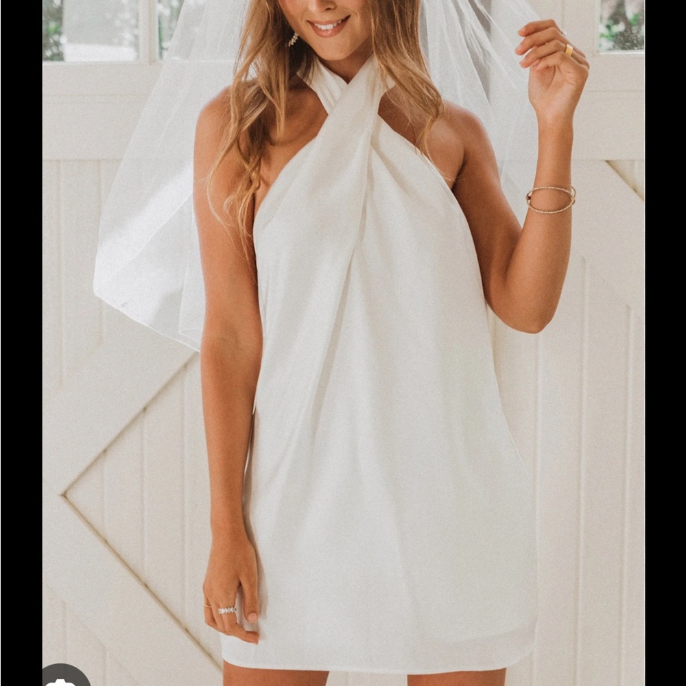 Show Me Your Mumu Jasmine Halter Mini Dress in Ivory